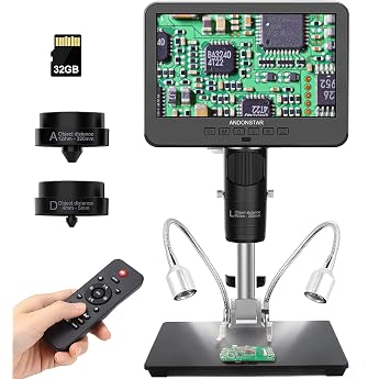 Andonstar AD246S-M HDMI Digital Microscope with 7 Inch Screen 2000x, 3 Lenses 2160P UHD Video Recording, Digital Microscope, 