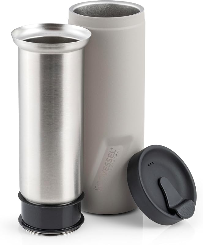 EcoVessel Travel 14 oz On the Go Insulated French Coffee Stone