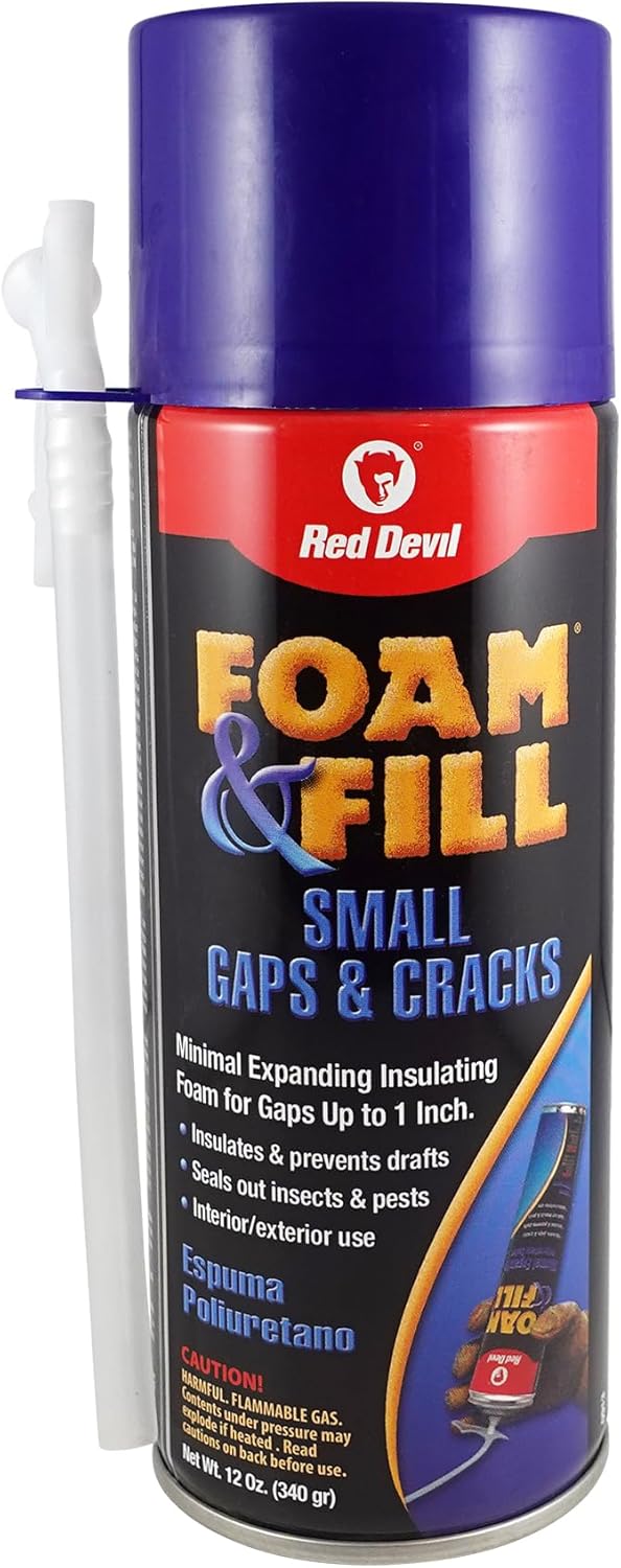 Red Devil 0913 Minimal Expanding Spray Foam Sealant, 12 oz - Fills Small Gaps Cracks, Insulates Windows Doors Pipes Vents