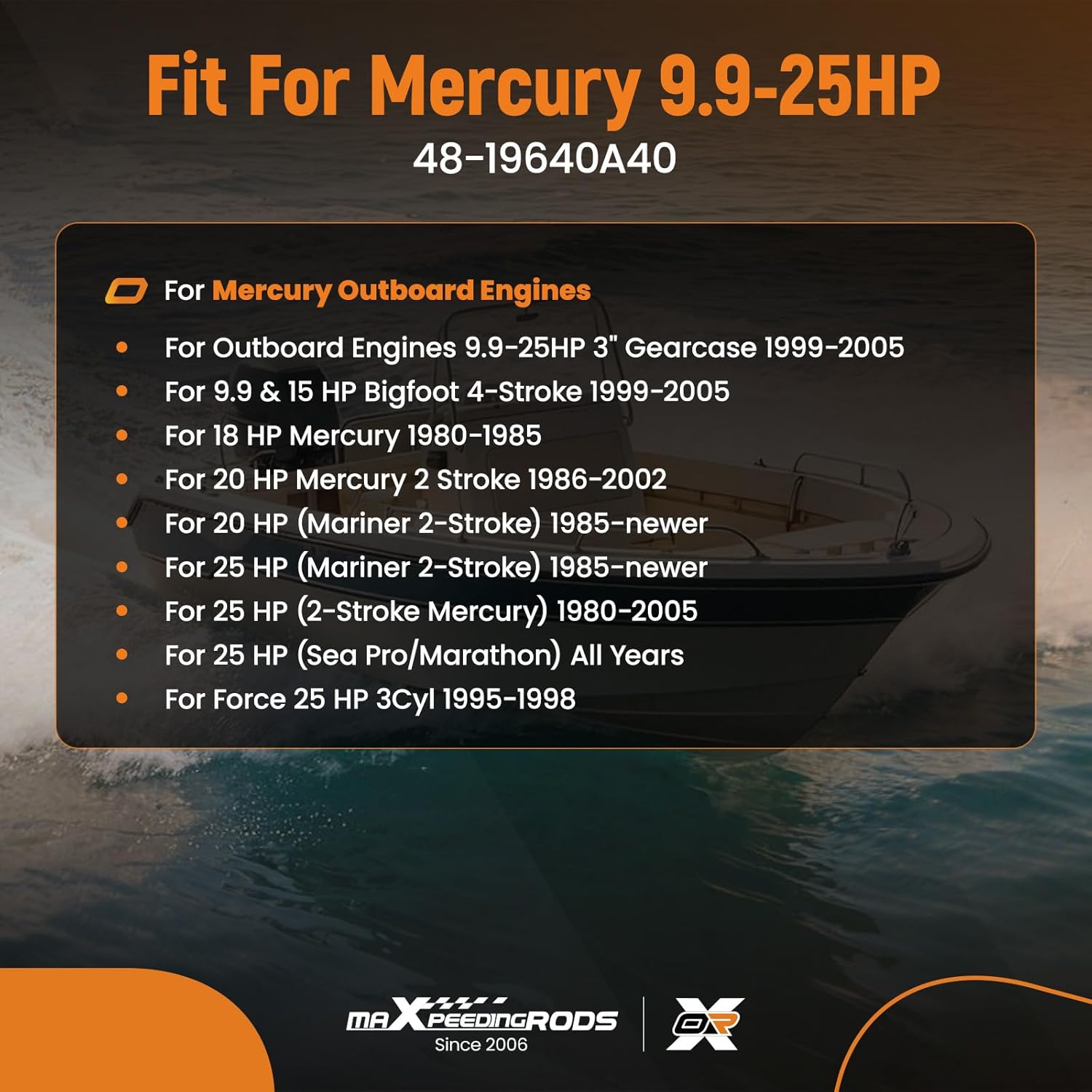 maXpeedingrods 3 Blades 10 3/8 X 13 Aluminum Boat Propeller for Mercury Outboard Motors 9.9 15 18 20 25HP 10 Spline Tooth, RH, Parts No# 48-19640A40