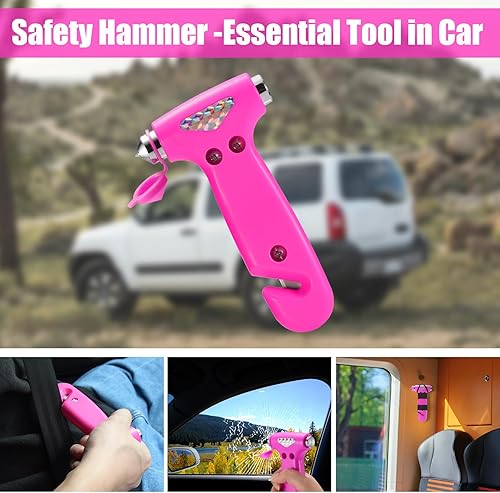 Miniatura 7 de Kit de emergencia de coche para vehículos, kit de asistencia de emergencia rosa con kit de primeros auxilios para automóvil, kit de emergencia de
