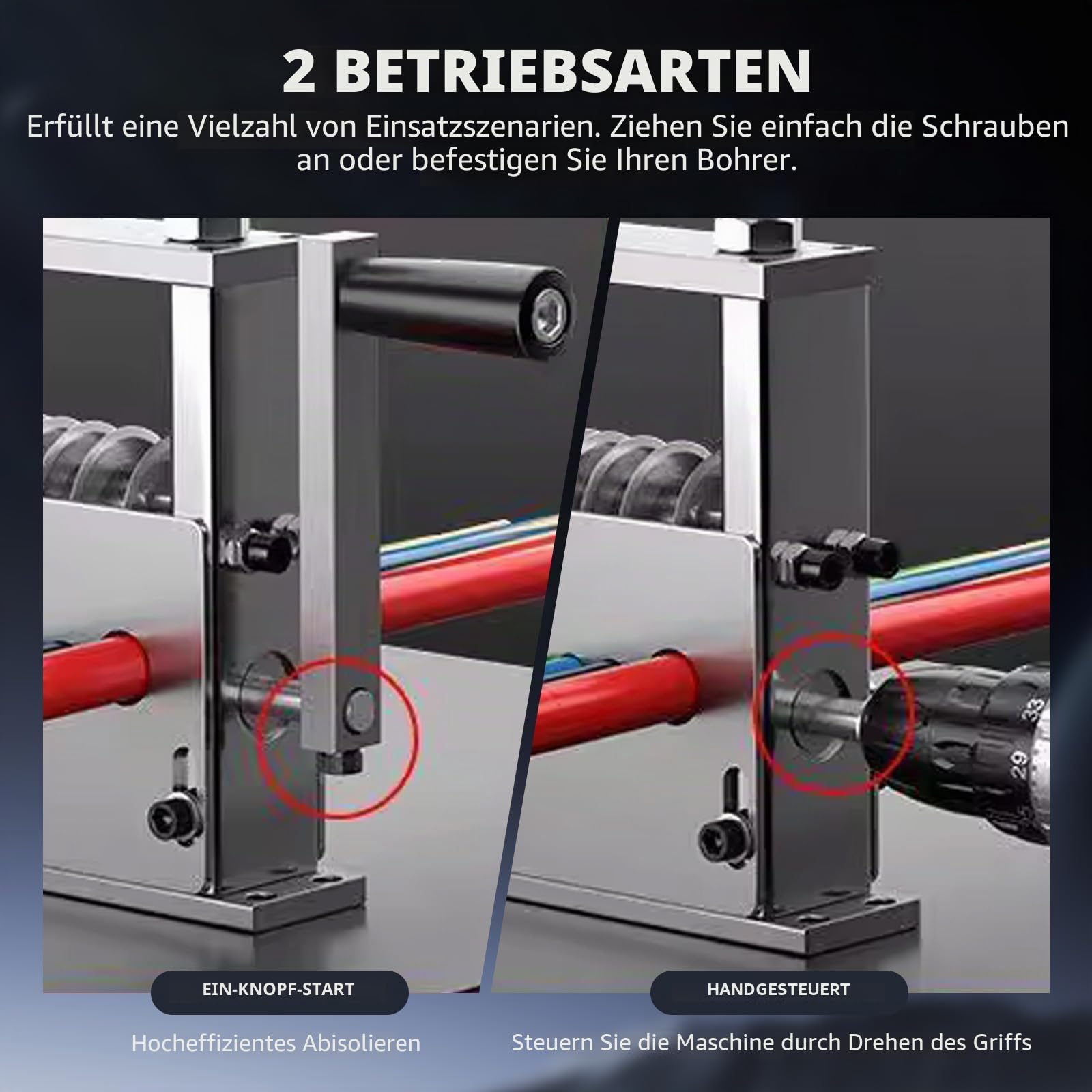 6 Löcher kabelschälmaschine - Manuelle Kabelabisoliermaschine, 3-17mm Automatisch Abisolierwerkzeug, Manuell Elektrisch 2 Modi kabel abisolierer, 5 Drähte Gleichzeitig Abisolieren