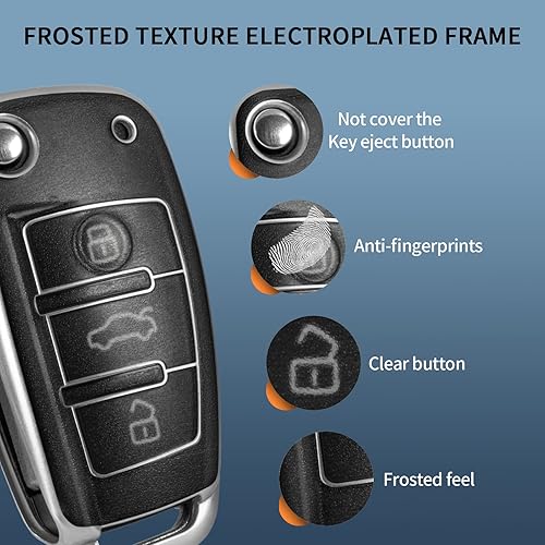 Miniatura 3 de TANGSEN Funda inteligente para llavero compatible con Audi A1 A3 A4 A5 A6 A8 Q3 Q5 Q7 R8 RS4 S3 S4 S5 S6 S8 TT 3 4 botones entrada sin llave remoto