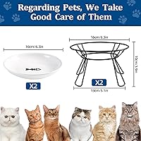 Vista 4 de Cuencos para gatos, cuenco elevado, plato de cerámica elevado con soporte de metal, estación de alimentación de agua o comida para mascotas