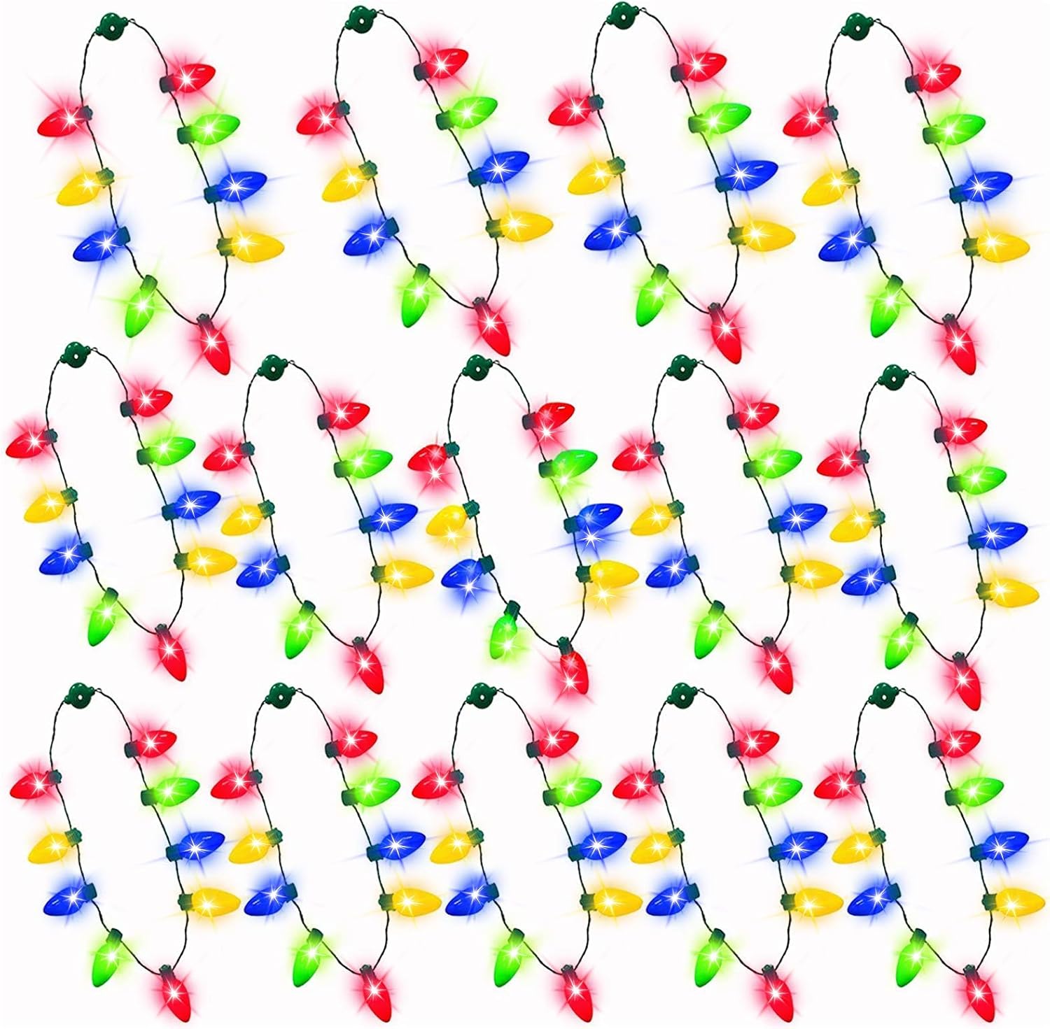 AMENON 14 Pack Mardi Gras Light Up Necklaces, Mardi Gras Party Supplies, 6 Lighting Modes, Holiday Accessories Party Favors, St Patrick Day Party Supplies