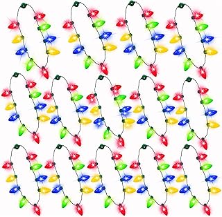 14 Pack Christmas LED Light Up Bulb Necklaces New Year Eve Christmas Holiday Accessories Party Favors Necklace for Kids Men Women, Christmas Decoration Funny Party Supplies