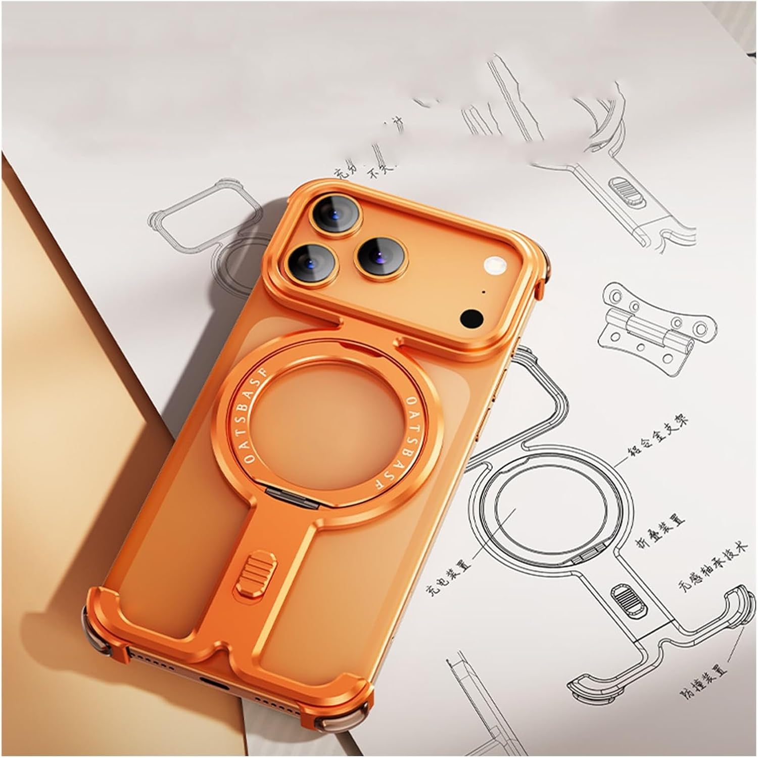 Frameless Metal Bumper Case for iPhone 17 Pro Max/17 Pro, Slim Aluminum Heat Dissipation Cover, Compatible with MagSafe, Shockproof Protective Shell, Anti-Slip(Orange,17 Pro)