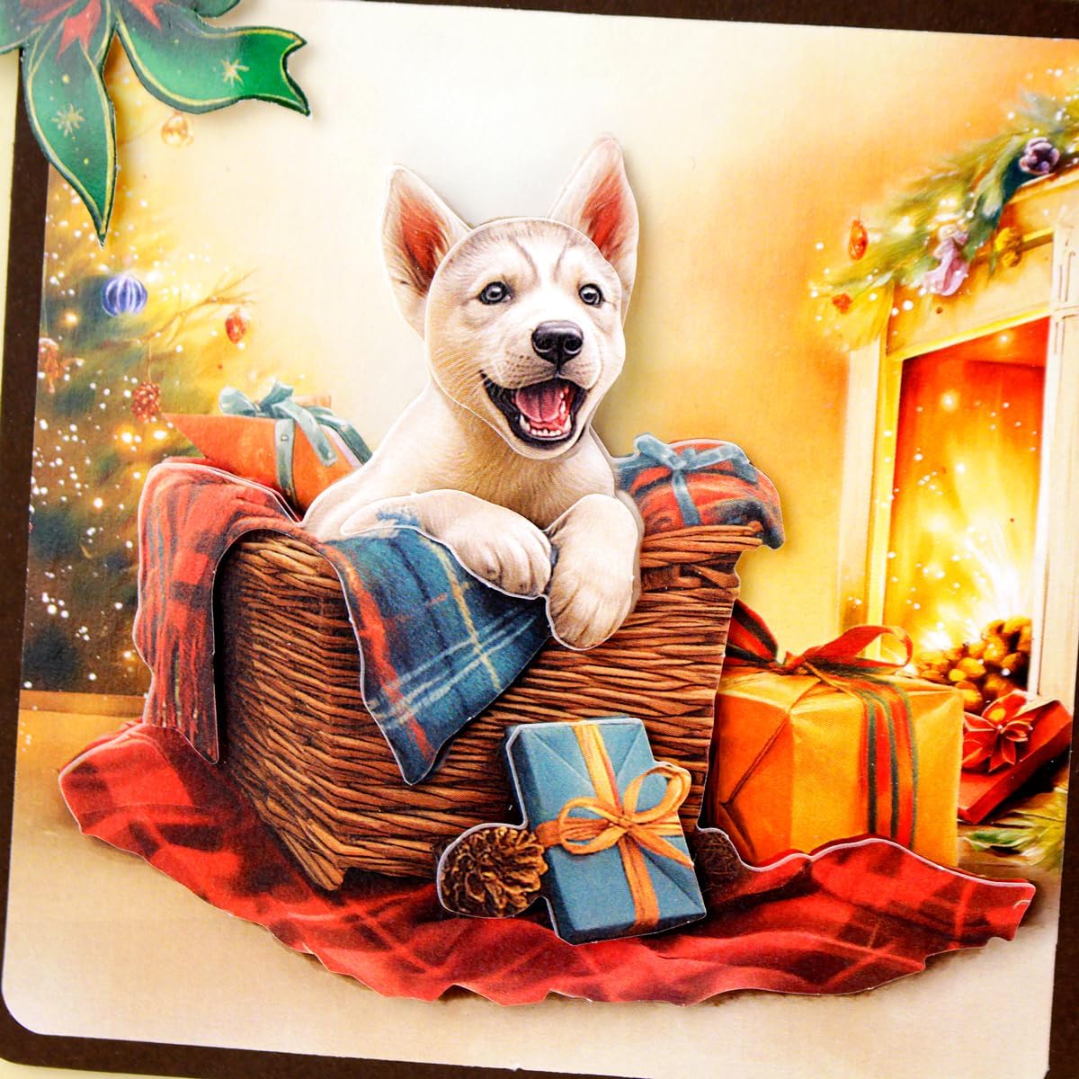 Katy Sue Santa Paws Die-Cut Christmas Card Topper & Decoupage Collection. 4 Sheets of Puppy & Dog-Themed Card Toppers & 4 Sheets of Matching Die-Cut Decoupage for Christmas Card Making Supplies