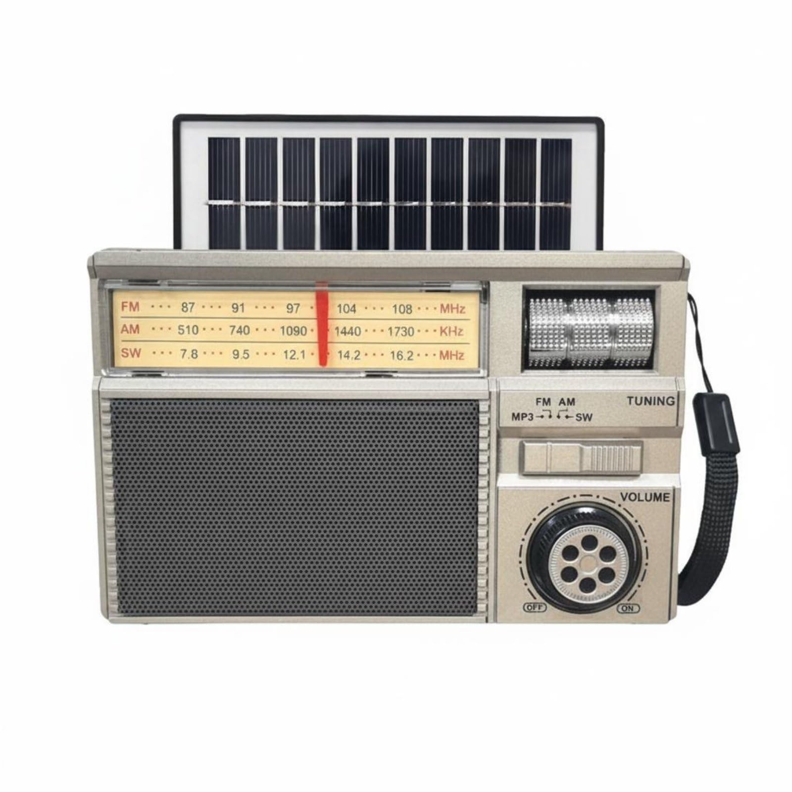 Solar Bluetooth Speaker Radio USB Playback Rechargeable Frequency Modulation Radio Speaker for Outdoor, Travel, Emergency, Gold-picture-29