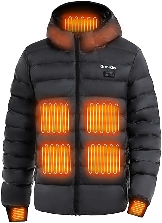 Mens Heated Jacket with Battery Pack - 20000mAh Lightweight Electric Heated Coat for Men with Heating Gloves