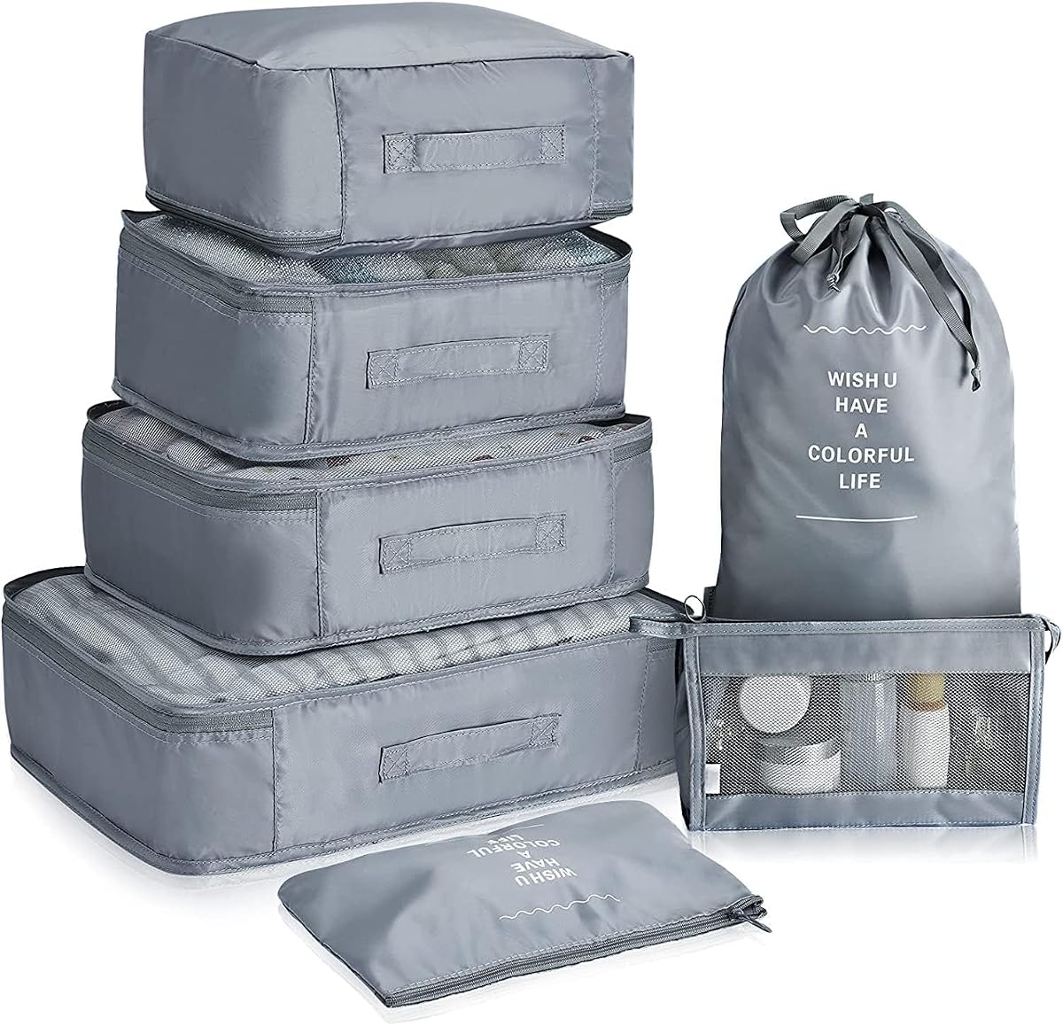RYLAN 7 Pcs Travel Organizer Pouch Packing Cubes for Clothes Space Savers Bags