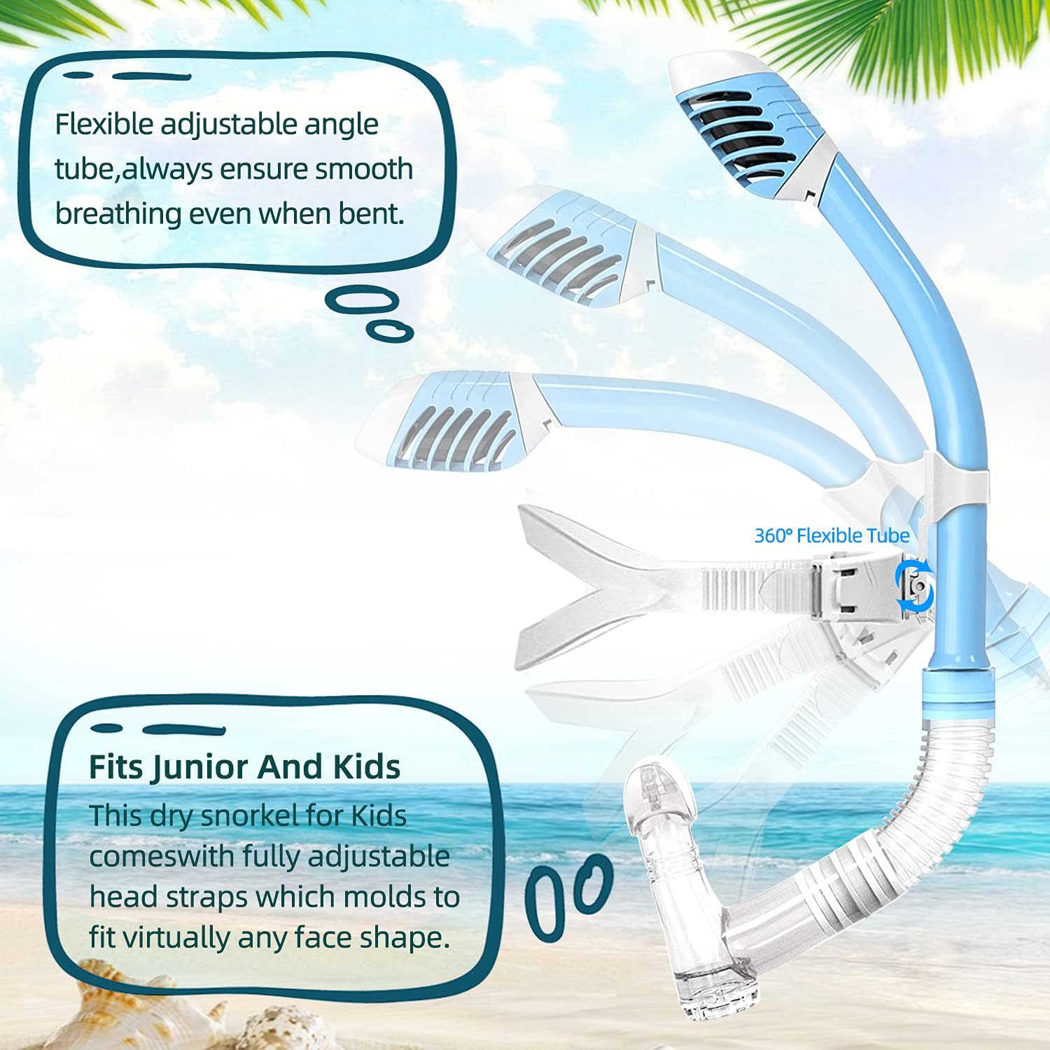 Kids Snorkel with Rotate Function for Boys & Girls, Front Snorkel for Training & Lap Swimming