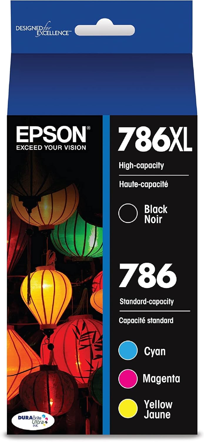EPSON T786 DURABrite Ultra -Ink High Capacity Black & Standard Color -Cartridge Combo Pack (T786XL-BCS) for Select Workforce Printers