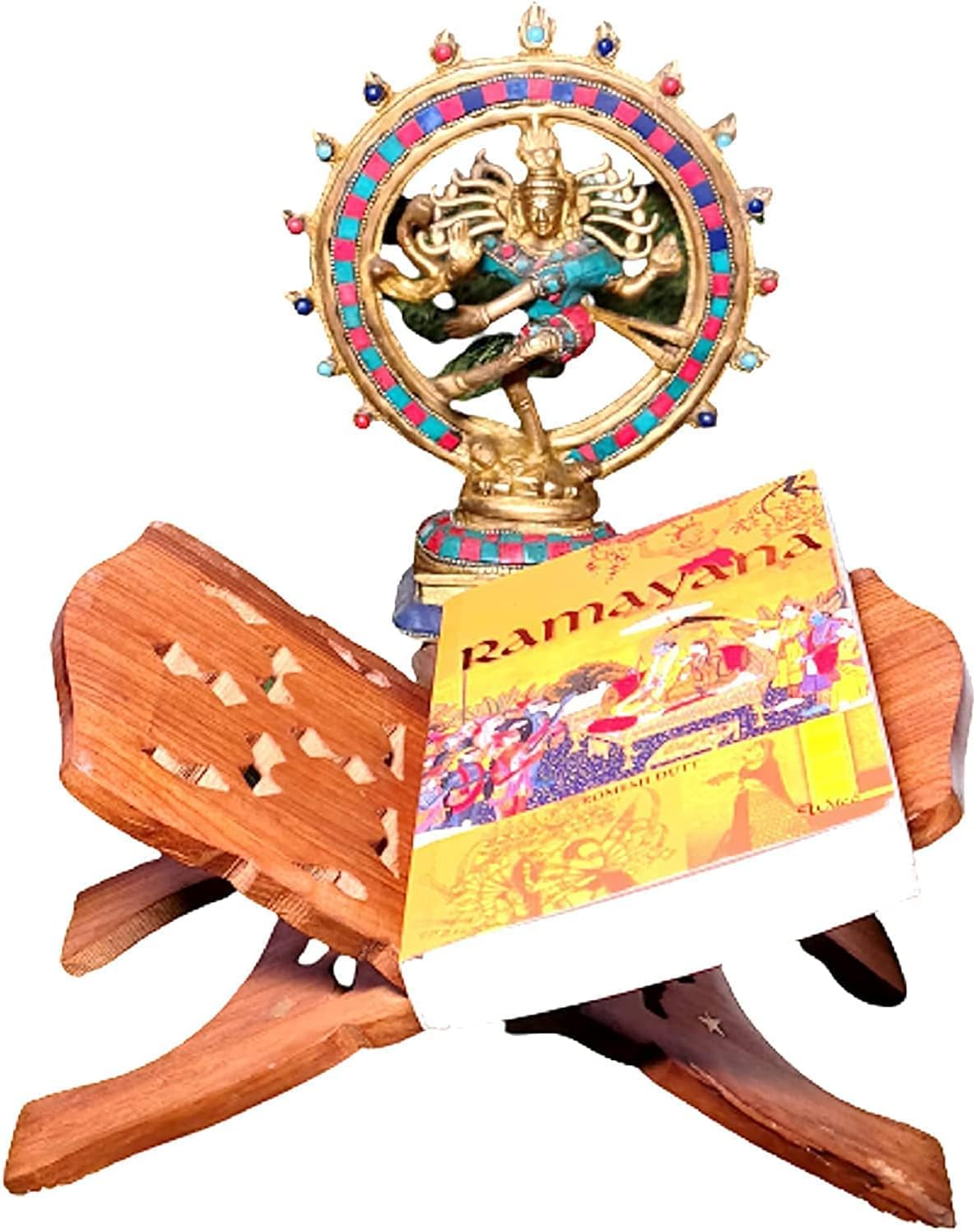 Wooden Geeta Kuran Book Reading Stand (Rahel) Approx 15 Inch for Gift