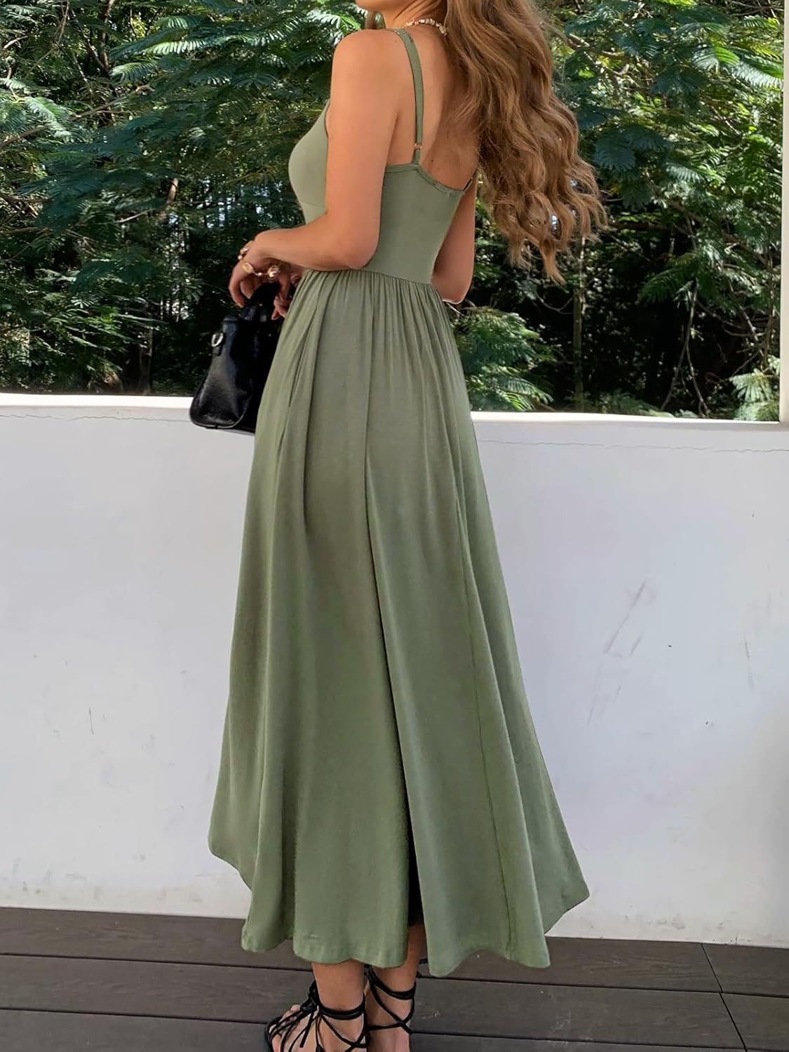 Womens Spaghetti Strap Maxi Dresses Summer Casual Sleeveless A Line Long Flowy Dress with Pockets Beach Sundresses - Image 5