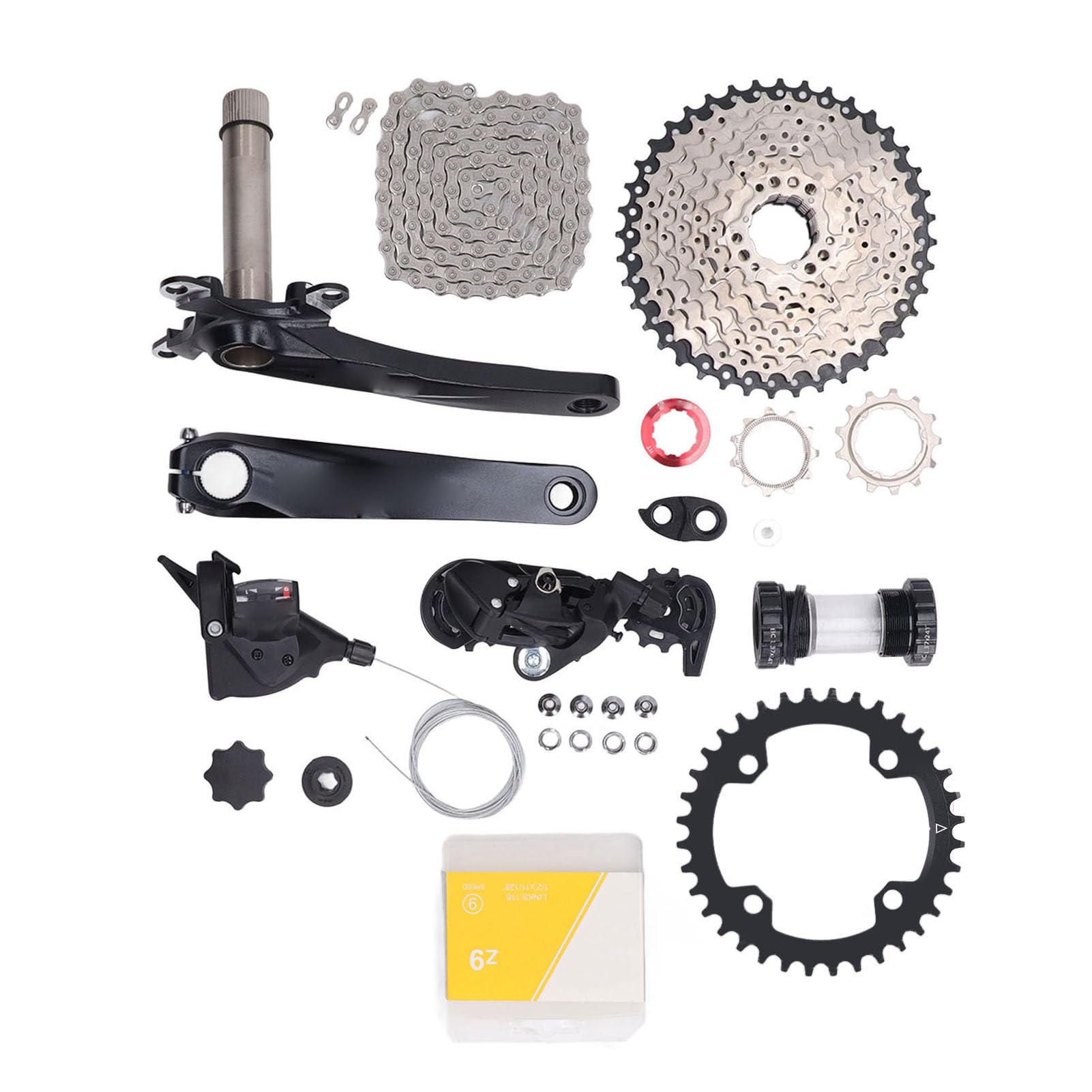 SUNGOOYUE 11 To 40T Bike 9 Speed Groupset with 9 Speed Freewheel Derailleur Chain Set Tail Hook Accessory for Bicycle Upgrades Parts Accessories (36T Chainring)