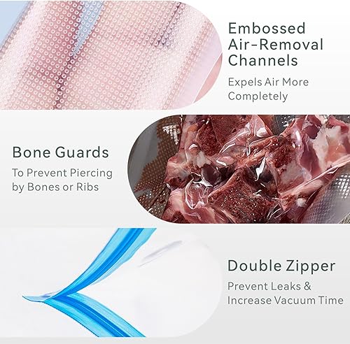 Miniatura 5 de Sous Vide - Bolsas reutilizables de 30 unidades, bolsas reutilizables con sellado al vacío para alimentos con bomba automática mejorada para cocinas