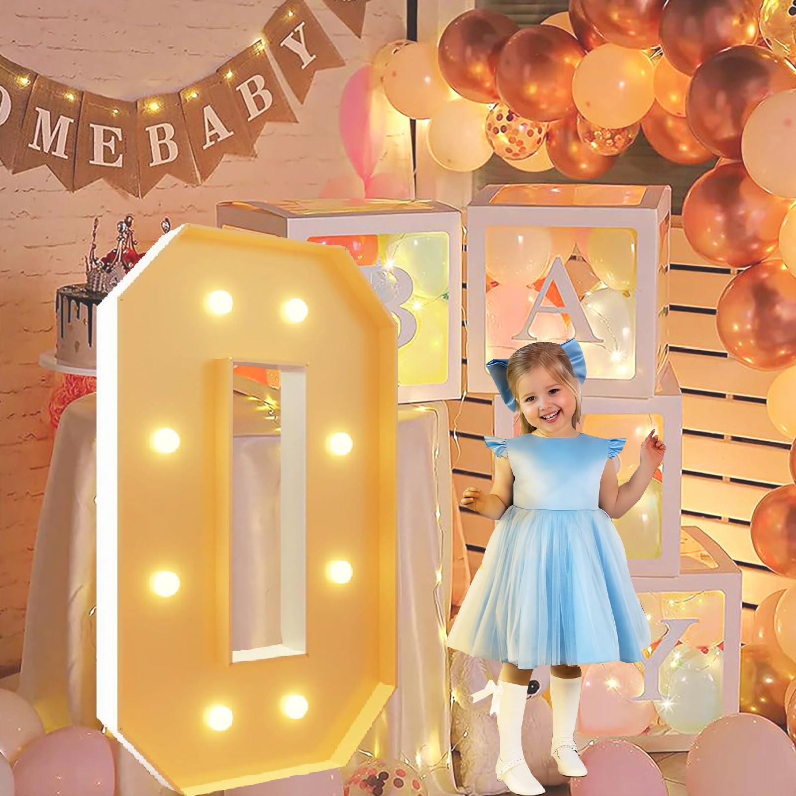 Lettere Luminose da 4 Piedi: Decorazione Gigante for Feste Bianco Caldo, Grandi Numeri Glitterati, Luce Notturna for Matrimoni, Compleanni, Lauree, Baby Shower(Number 0,3.3ft)