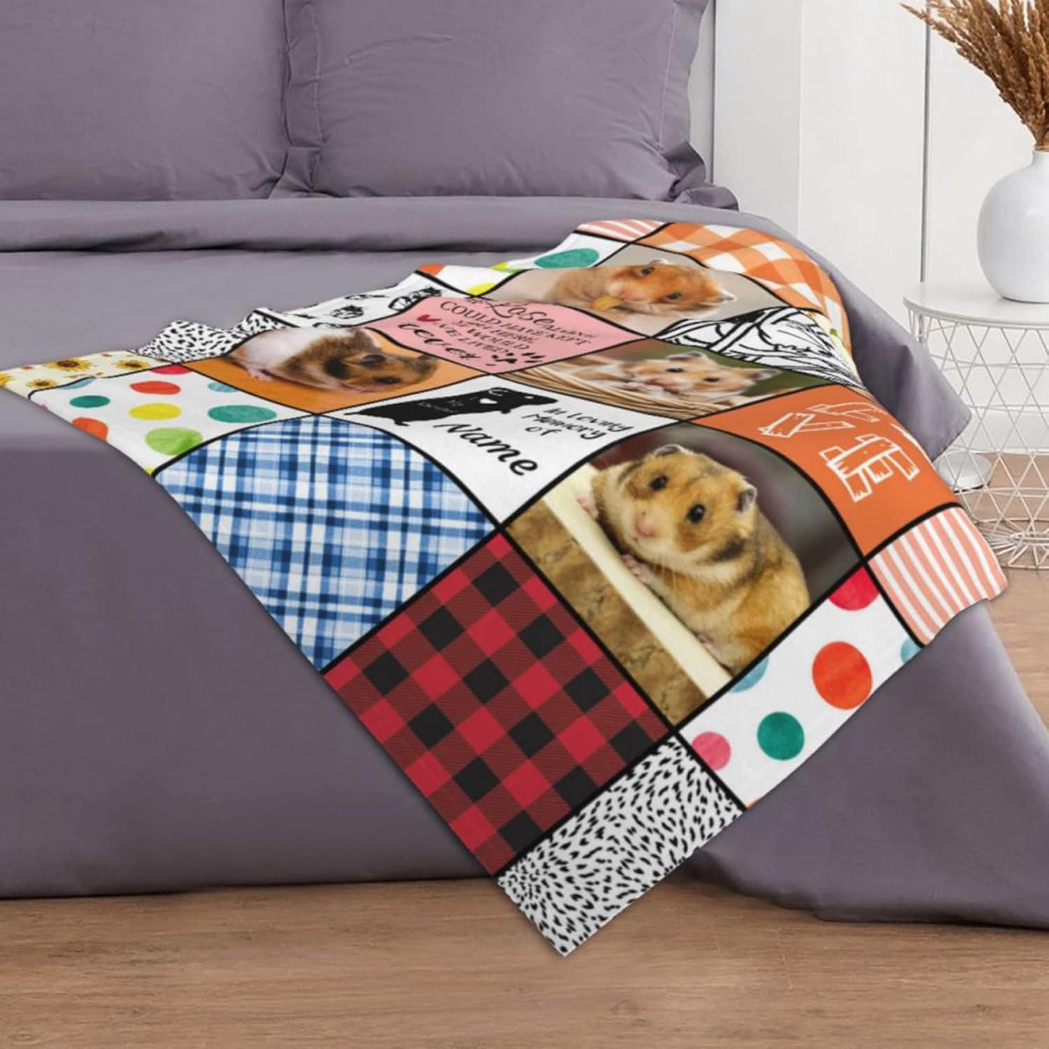 NICTIMEID Hamsters Memorial Gifts Personalized Hamsters Photo Blankets for Kids Girls Boys - Hamsters Loss Remembrance Keepsake - Sympathy Gift for Hamsters Lover - Bereavement Gifts