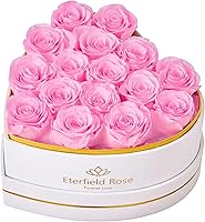Vista 20 de Eterfield 27 flores para siempre en caja con forma de corazón, rosas preservadas que duran un año, flores preservadas, regalos de cumpleaños