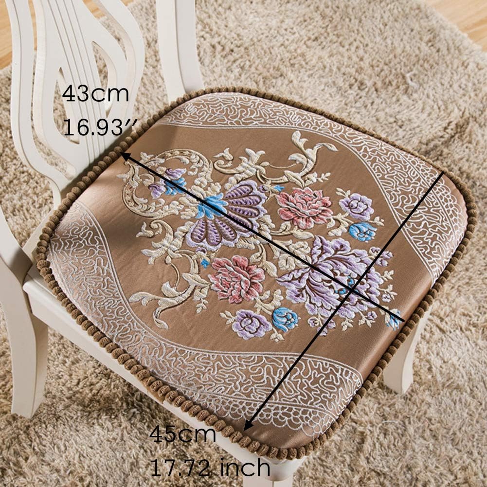 Embroidery Kitchen Chair Pads and Cushions Chair Pads Decorative (Coffee, 4 Pack)