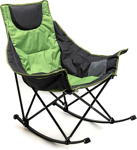 Miniatura 1 de SUNNYFEEL Silla mecedora de gran tamaño, silla de patio totalmente acolchada con bolsillo lateral, sillón reclinable portátil de respaldo alto con