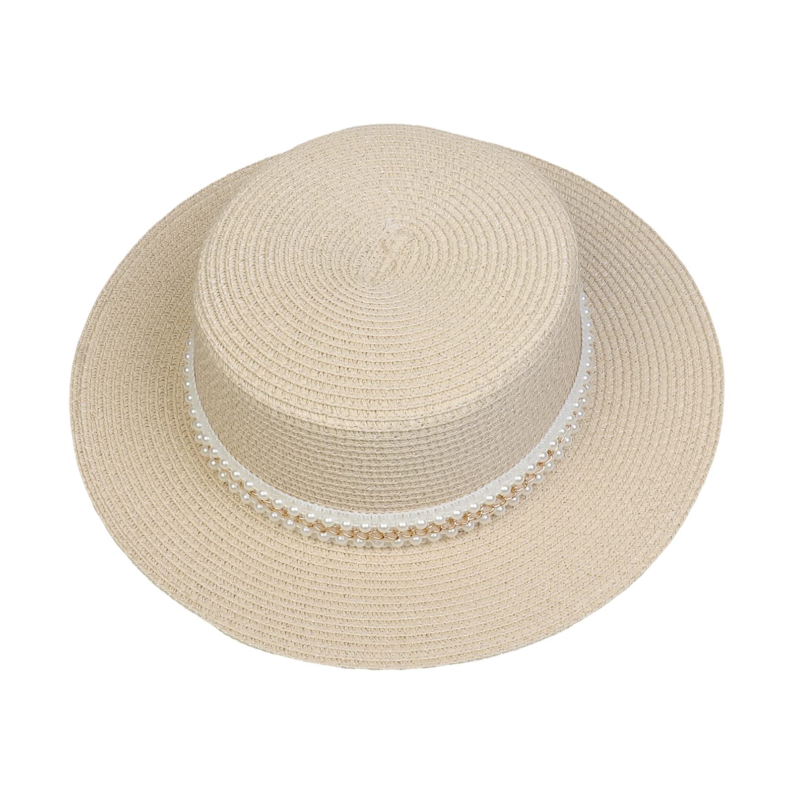 Chapeau Panama Femme Large Bord Anti-UV – Capeline Été Chic Avec Ruban Perles, Pliable Et Respirant, Protection Soleil Plage Jardin