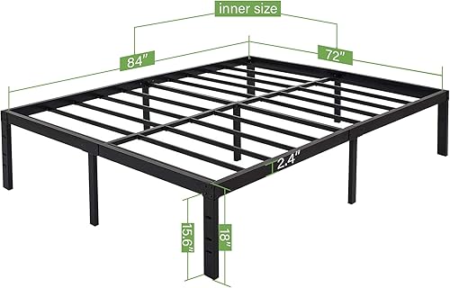 Miniatura 3 de 45MinST Marco de cama de almacenamiento máximo de 18 pulgadas, plataforma reforzada, 3500 libras, resistente, fácil montaje, base de colchón,