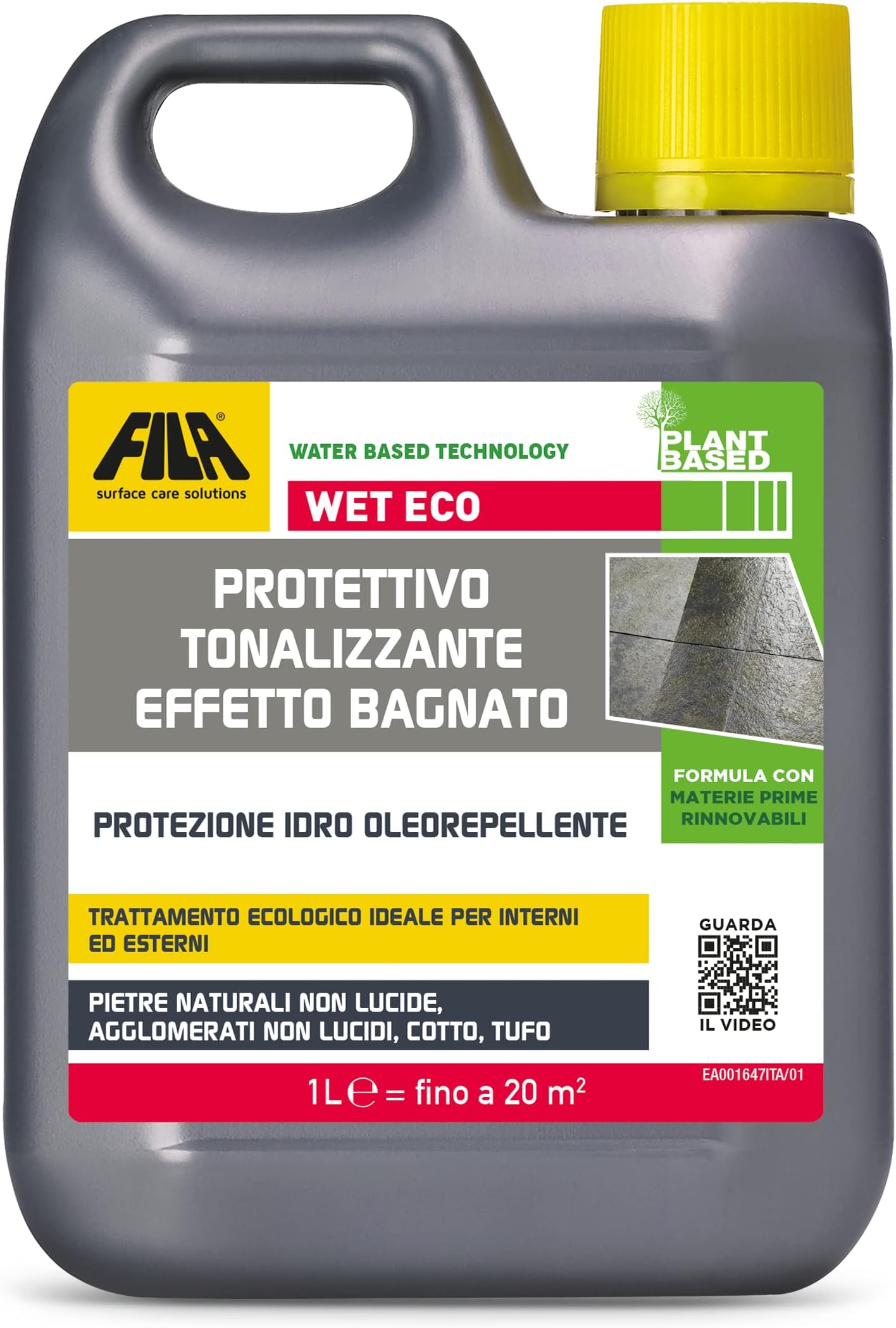 FILA Surface Care Solutions Wet Eco Protective Toning Water Based Wet Effect for Cooking, Natural Stone and Non-Polished Agglomerates, 1L
