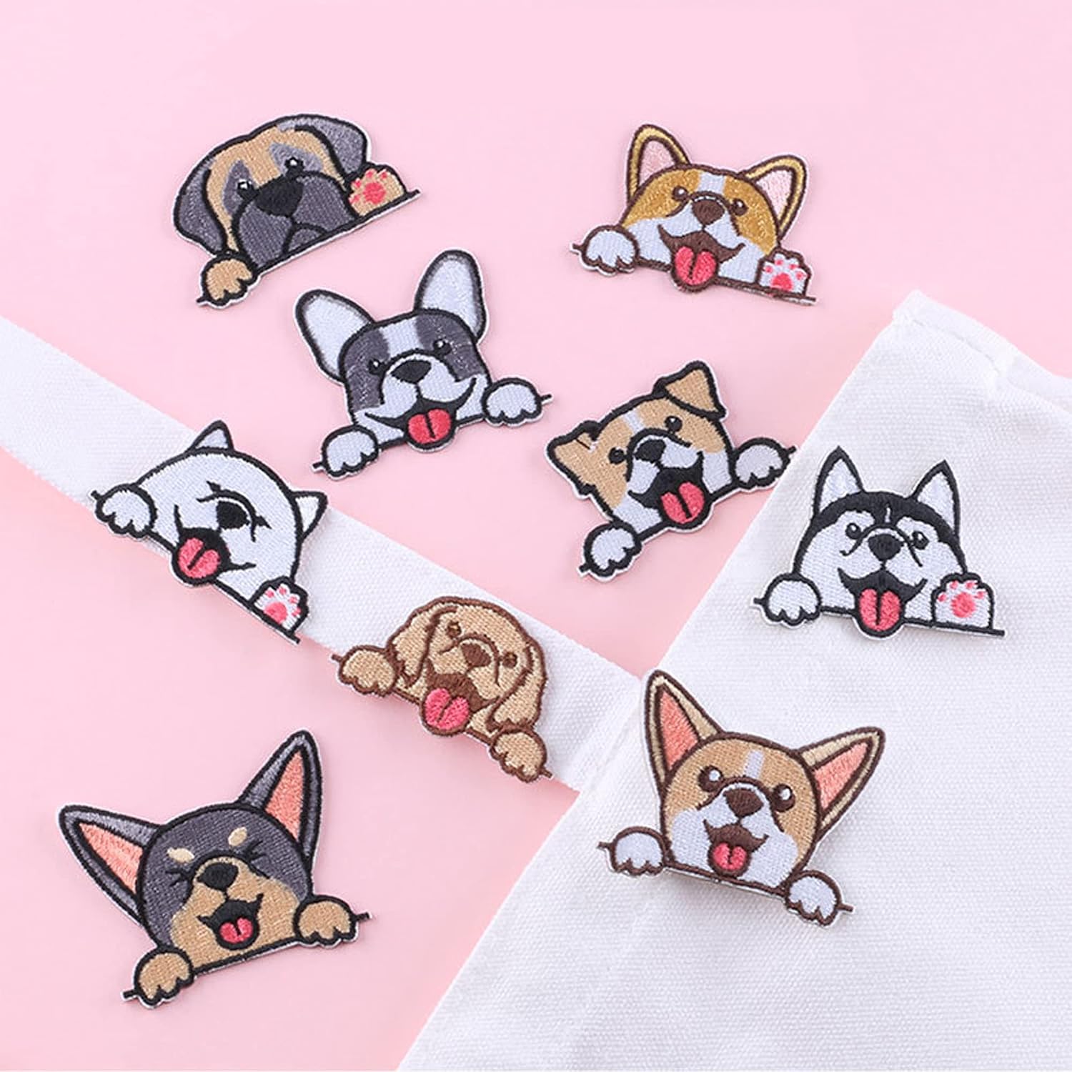 Sewing Repair Patches for Clothing, Self-Adhesive Embroidered Decorative Patches for Covering Holes, Cute Dog Patches for Down Jacket Tent Clothes Bags Cushion, 9pcs image 5