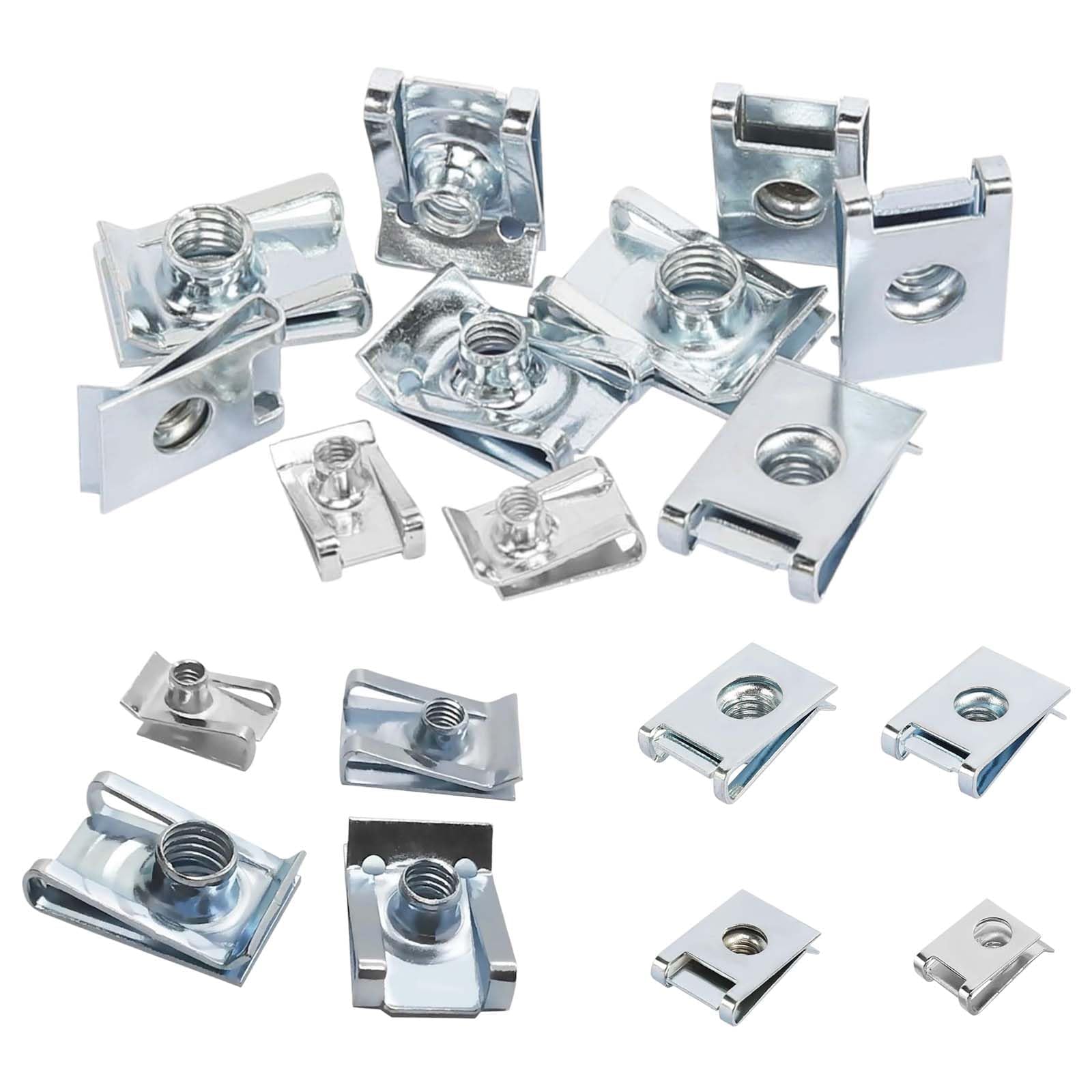 100 pezzi per confezione Dadi a U per Auto,Viti e Clips Auto,U Clip Fissaggio Auto,Set di dadi a scatto,Set di dadi in lamiera,M4, M5, M6, M8, Set di viti per pannelli interni delle portiere dell'auto