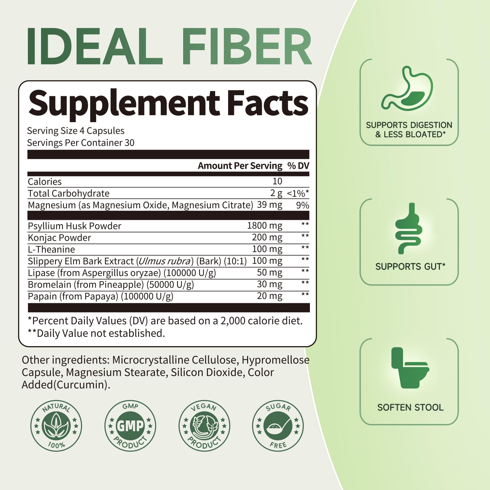 Fiber Supplement with Psyllium Husk Powder1800mg& Slippery Elm-120 Capsules — Amazon image 9