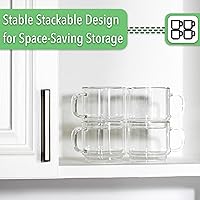Vista 5 de BTAT - Tazas de café de vidrio apilables de doble pared, 12 onzas, juego de 4, tazas de café de vidrio con asa, taza de café transparente aislada