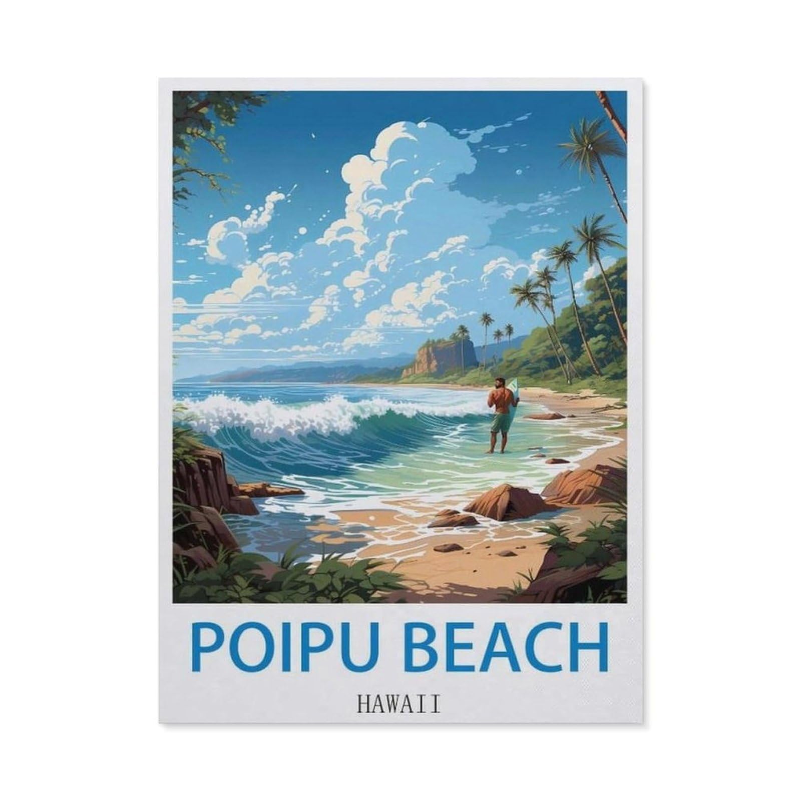 Vintage Metal Tin Sign，Poipu Beach Hawaii(30x40cm）