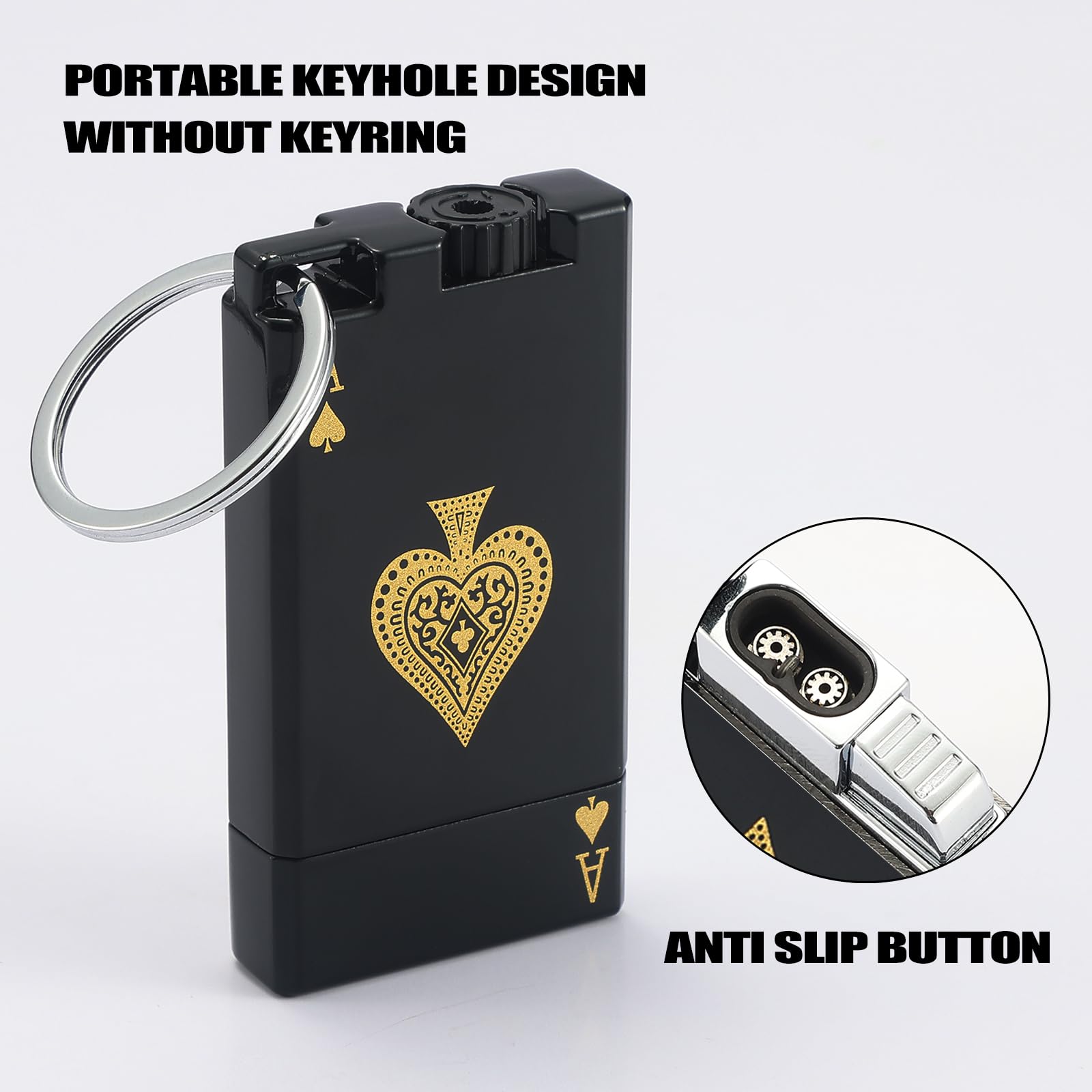 Haillai Lighter and Cutter Set, Adjustable Double Jet Flame Butane Torch Lighter with Protect Cover, Refillable Windproof Lighter with Keyhole, Gifts for Men. Black(Sold Without Gas)