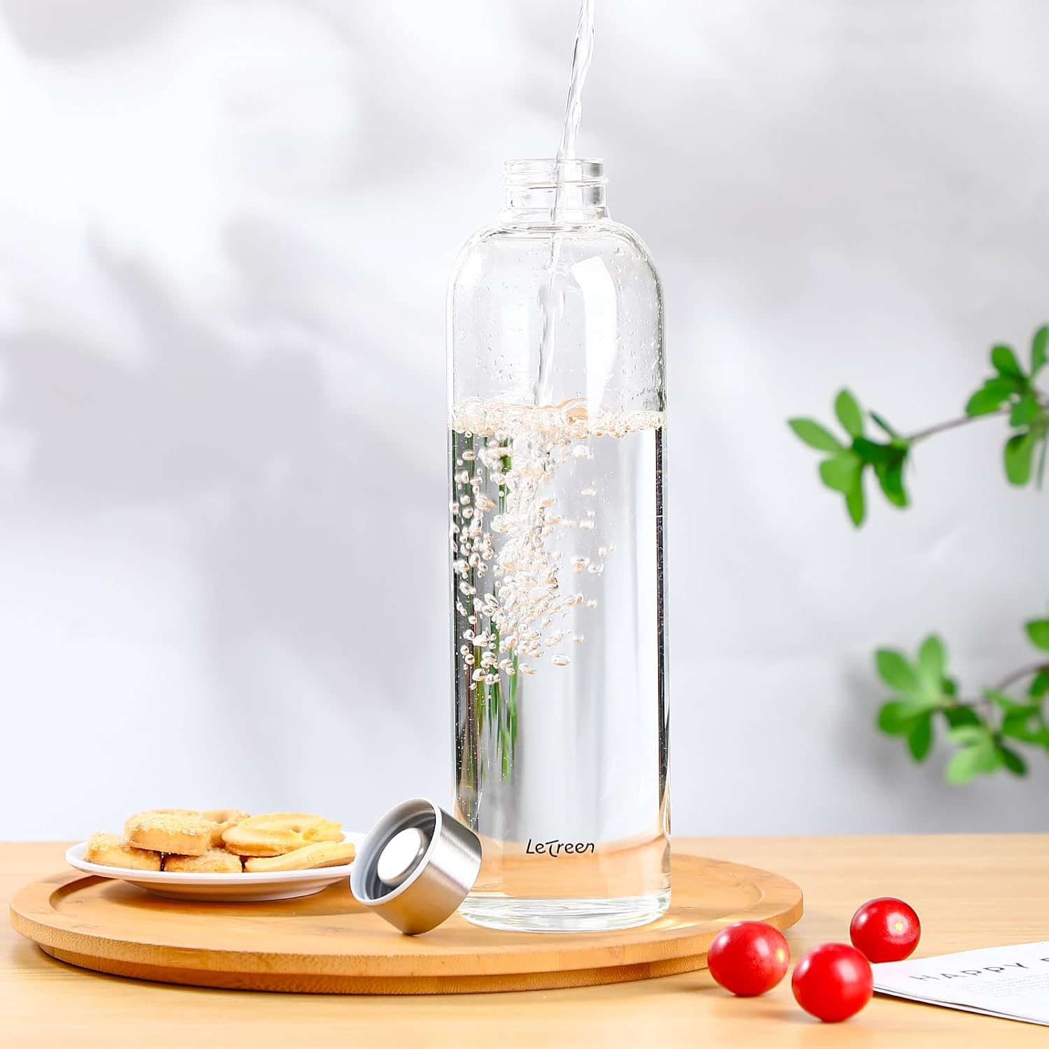 Glass Water Bottle 32 oz, Borosilicate Glass Water Bottle with Neoprene Sleeve, BPA-Free Leak Proof Reusable for Hot Cold Drinks, Work, Gym, Home, Sports - Image 5