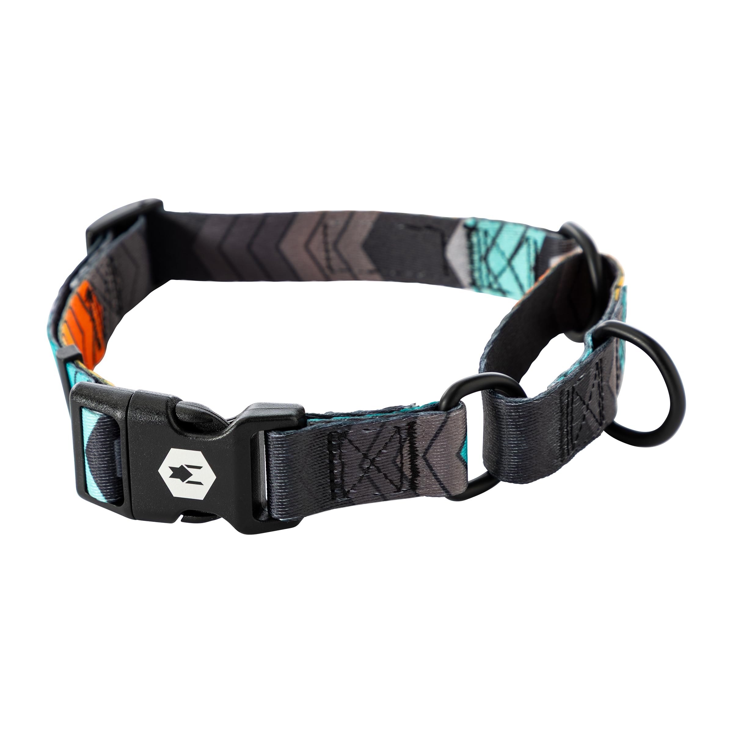 Wolfgang Heavy Duty Martingale Dog Collar with Quick Release Nylon Buckle for Walking & Training, ChevTech Print, Medium