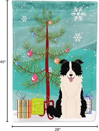 Miniatura 8 de Caroline's Treasures BB4243CHF - Bandera de árbol de Navidad con texto en inglés "Merry Christmas", color negro y blanco, para porche, para colgar