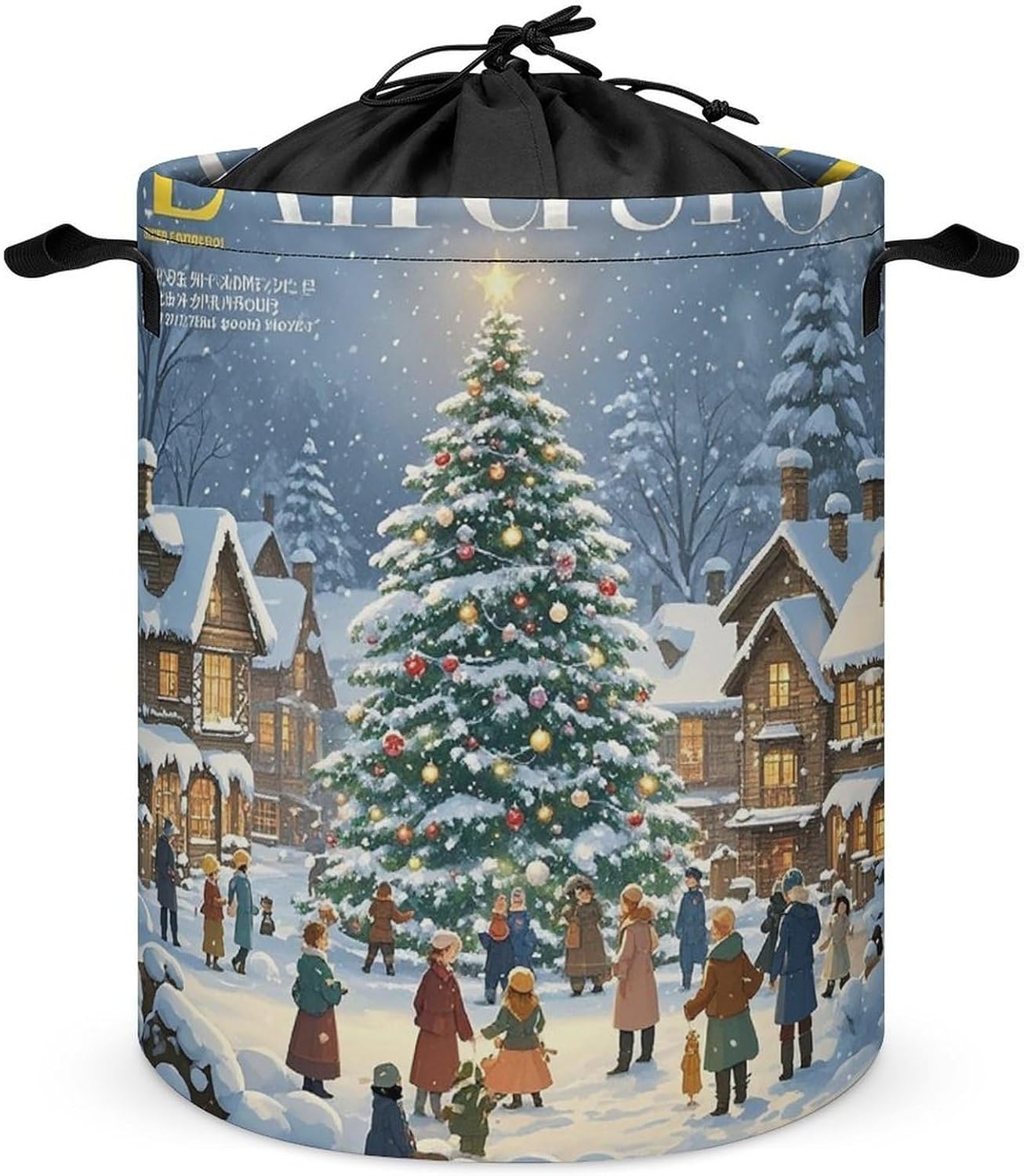 Christmas Ideal Laundry Bag Large Collapsible Laundry Baskets Freestanding Waterproof Clothes Hamper with Handles & Drawstring for Laundry Room Bedroom Bathroom