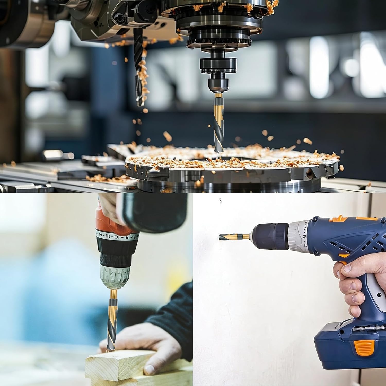 Pro Edge 8pcs Reduced Shank Drill Bit Set, M2 HSS Metal Drill Bits for Wood Plastic, 135° Split Point, 1/2" Reduced Shank, Sizes from 9/16" to 1" Silver and Deming with Aluminum Carry Case