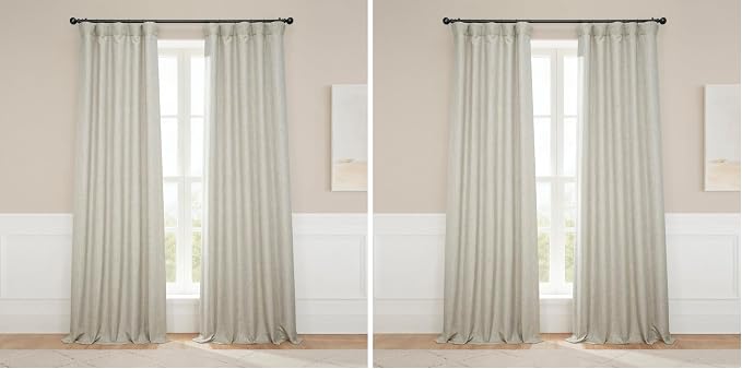 HPD Half Price Drapes - Faux Linen Curtains for Living Room (2 Panels) - 50W X 84L - Textured Room Darkening Curtains for Bedroom 84 Inches Long - Drapes for Home Decor, Oatmeal