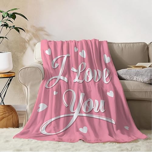 Miniatura 7 de YeeJu Manta para el día de San Valentín, tamaño individual, manta roja con corazón de amor, para novia, esposa, pareja, manta de regalo para sofá o