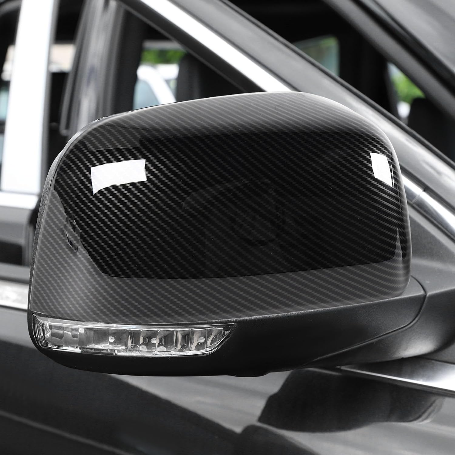RT-TCZ Carbon Fiber Rearview Mirror Trim Cover Door Handle Trim Cover Exterior Trim Kit Decor Accessories for Jeep Grand Cherokee 2011-2020,for Dodge Durango 2011-2022