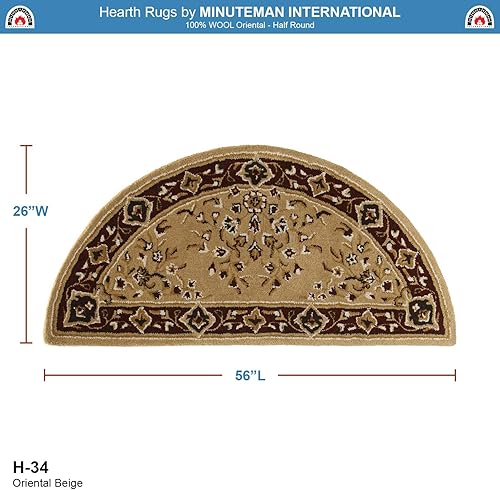 Miniatura 5 de Minuteman International Alfombra de lana oriental beige para hogar, media redonda