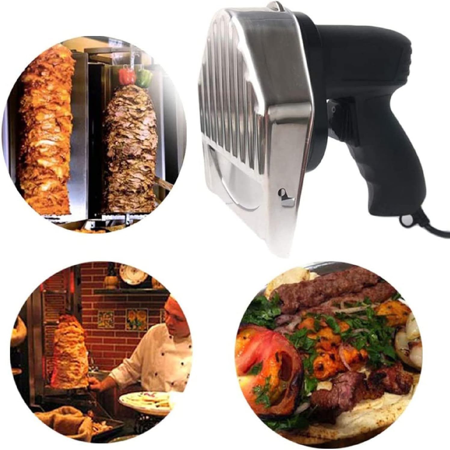 ADORZ Handheld Gyros Knife Electric Kebab Slicer Shawarma Cutter Turkish BBQ Knife, Adjustable Thickness, Silent, for Home or Restaurant