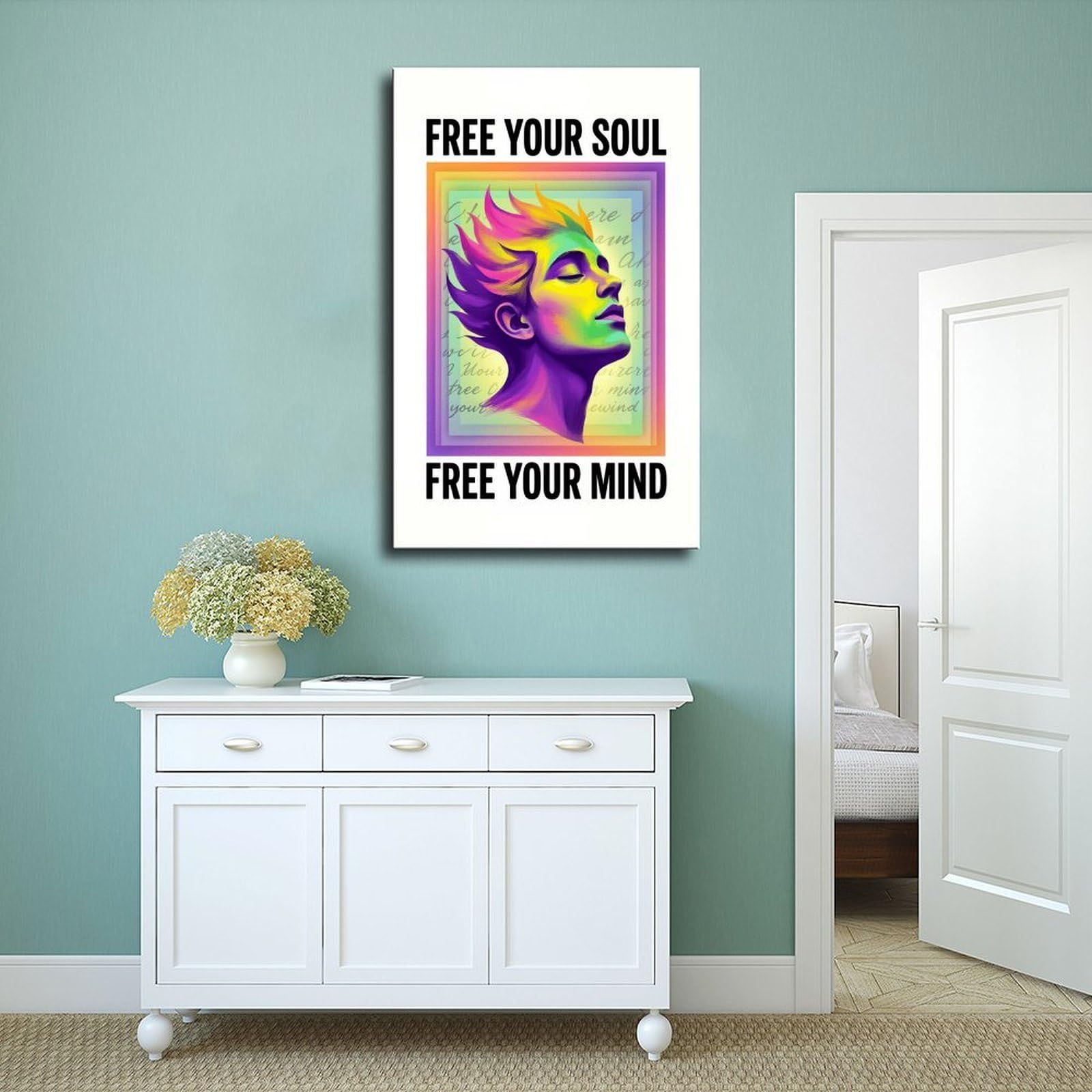 AYINUER Buntes abstraktes Portrait-Leinwand-Poster, Wandkunst, Dekordruck, Gemälde für Wohnzimmer, Schlafzimmer, Dekoration, ungerahmt, Druck-Stil, 61 x 91,4 cm (L x B)