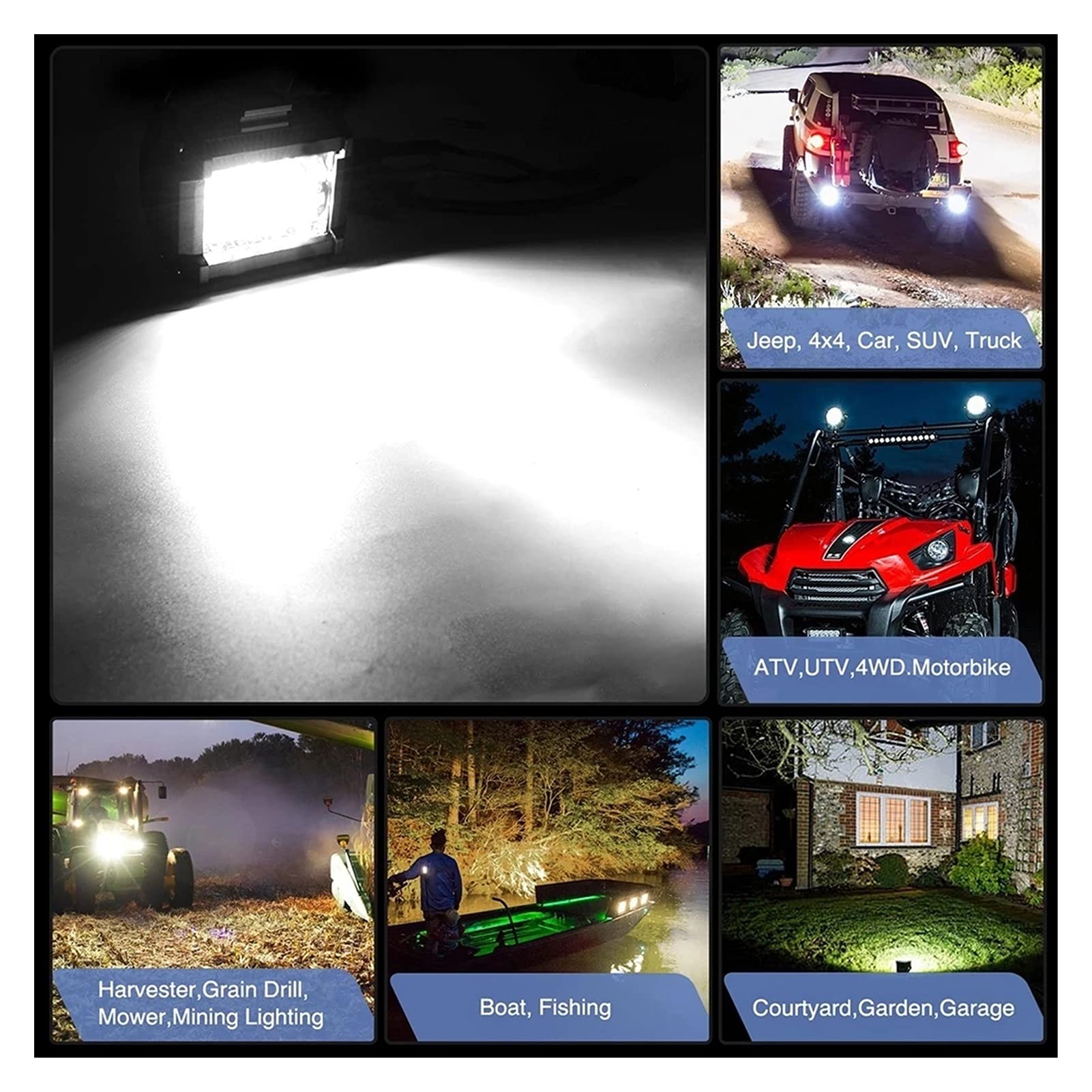 Kit conversione Xeno 7 Pollici 144W Combo LED Barre Luminose a LED Spot Flood Beam 4x4 Spot 12V 24V 4WD Barra LED Faro per Barche Automatiche SUV ATV Light (Color : 7inch 2pcs120w)