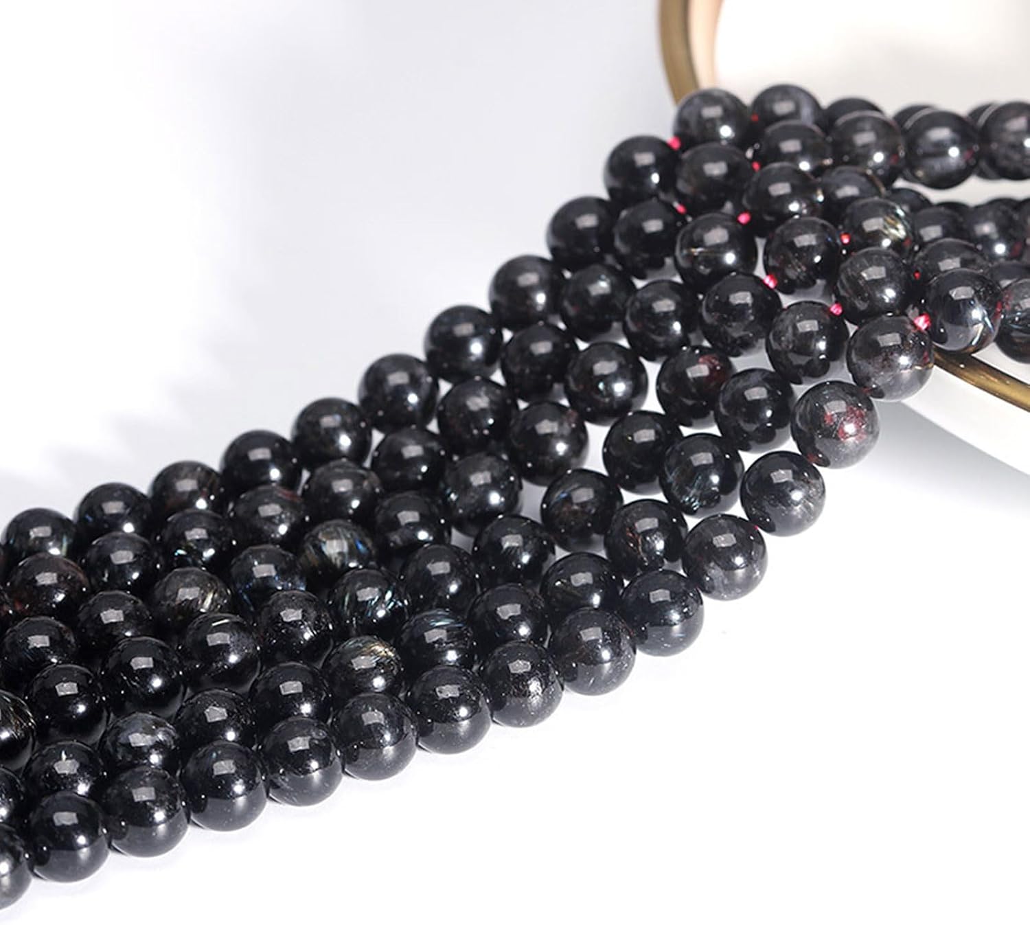 6/8/10mm Natural Black Hypersthene Round Stone Beads for Jewelry Making DIY Needlework Bracelet Necklace Charms Crafts (Item Diameter : 10mm 37pcs Beads)