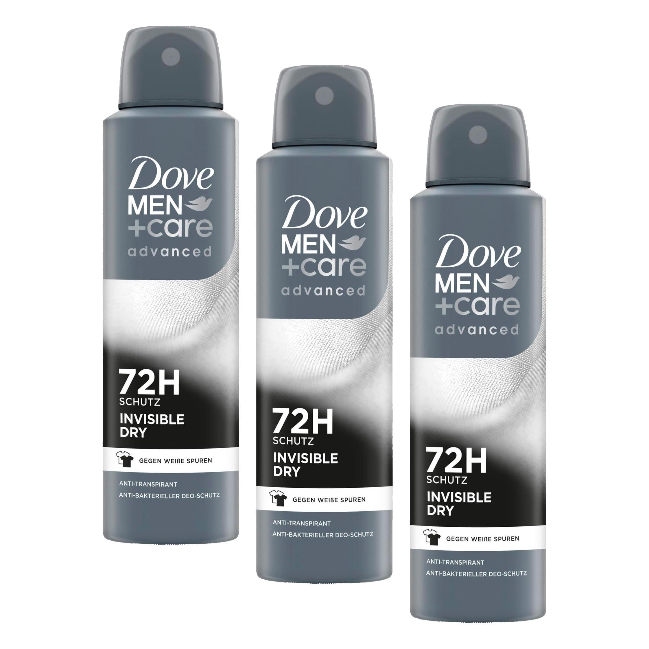 Dove MEN+care advanced Anti Transpirant Invisible Dry gegen weiße Spuren schützt 72 Stunden vor Körpergeruch und Schweiß 150 ml (Packung mit 3)