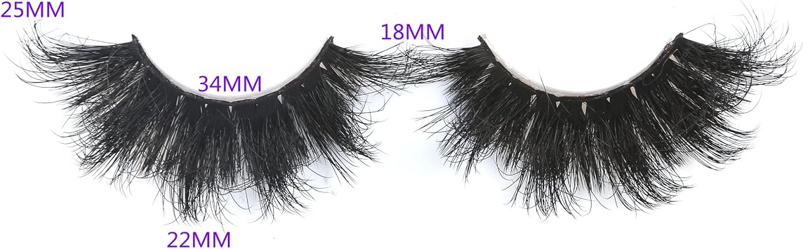 False Eyelashes Fluffy Dramatic 25MM Lashes 3D Faux Mink Lashes Wispy Pack Long Thick Volume Soft Strips False Lashes 8 Pairs Multipack